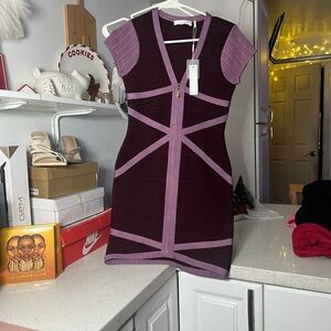 Stretta two toned Purple and lavender Mini Dress